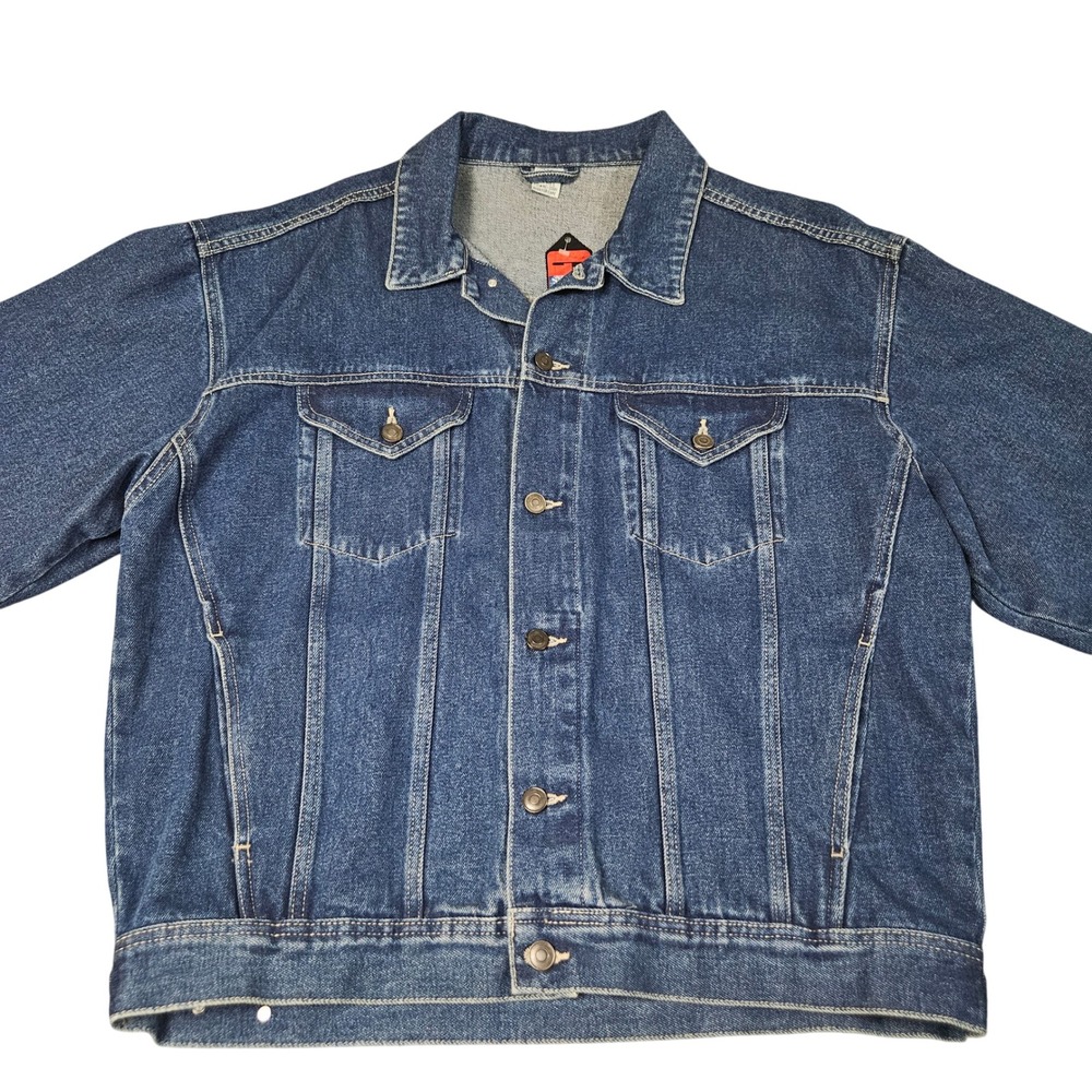 Marlboro Gear Denim Jacket Large Blue Trucker 100 Percent Cotton Vintage‎ 90s